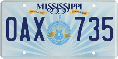 MS license plate OAX735