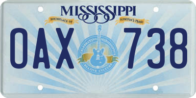MS license plate OAX738