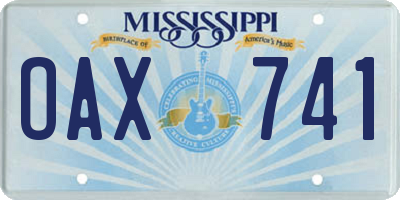 MS license plate OAX741