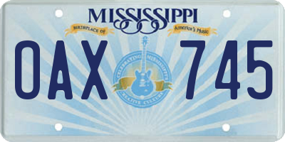 MS license plate OAX745