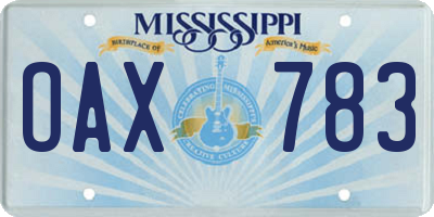 MS license plate OAX783