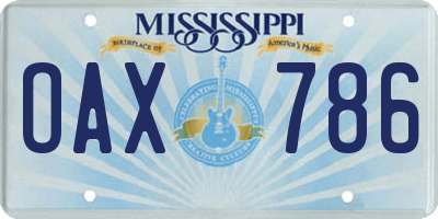 MS license plate OAX786
