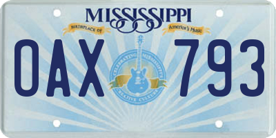 MS license plate OAX793