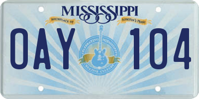MS license plate OAY104