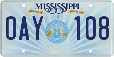 MS license plate OAY108