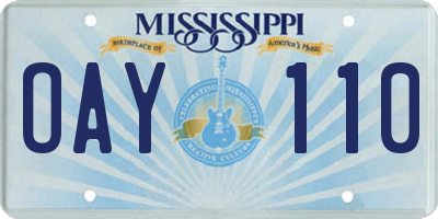 MS license plate OAY110