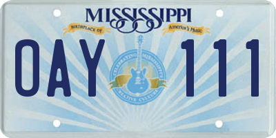 MS license plate OAY111