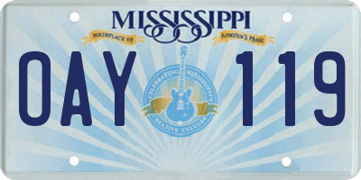 MS license plate OAY119