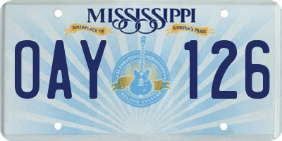 MS license plate OAY126