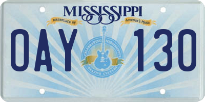 MS license plate OAY130
