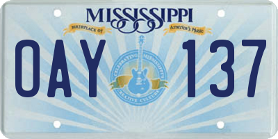 MS license plate OAY137