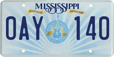 MS license plate OAY140