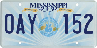MS license plate OAY152