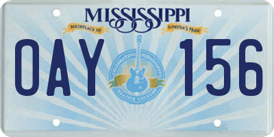 MS license plate OAY156