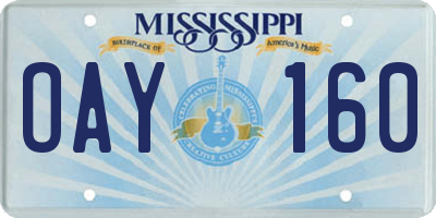 MS license plate OAY160