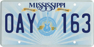 MS license plate OAY163