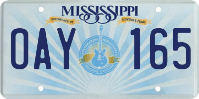 MS license plate OAY165