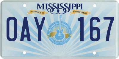 MS license plate OAY167