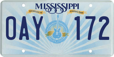 MS license plate OAY172