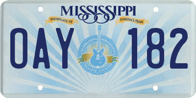 MS license plate OAY182