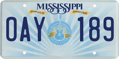 MS license plate OAY189