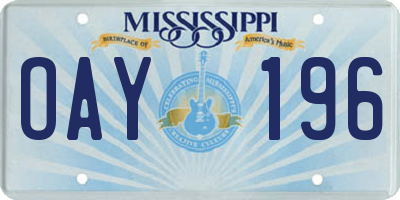 MS license plate OAY196