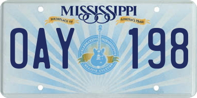 MS license plate OAY198