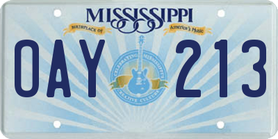 MS license plate OAY213