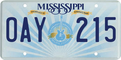 MS license plate OAY215