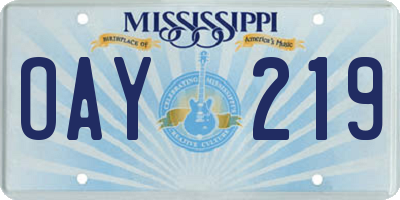 MS license plate OAY219