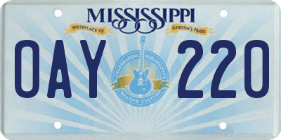 MS license plate OAY220