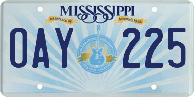 MS license plate OAY225