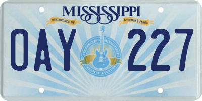 MS license plate OAY227