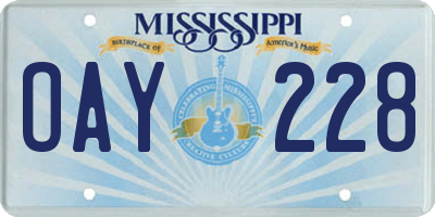 MS license plate OAY228