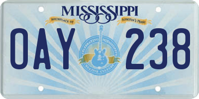 MS license plate OAY238