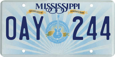 MS license plate OAY244
