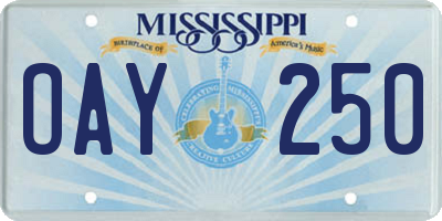 MS license plate OAY250