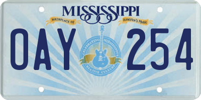 MS license plate OAY254