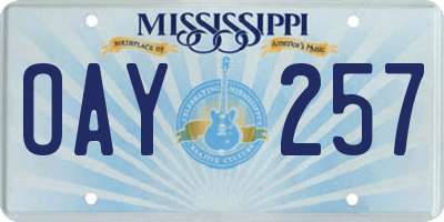 MS license plate OAY257