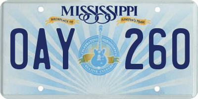 MS license plate OAY260