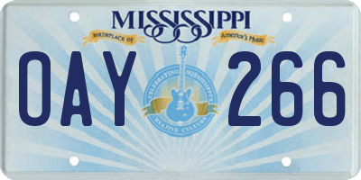 MS license plate OAY266