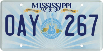 MS license plate OAY267