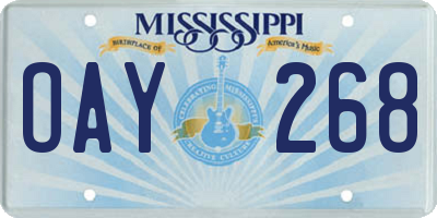 MS license plate OAY268