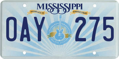 MS license plate OAY275