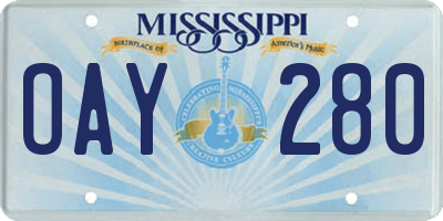 MS license plate OAY280