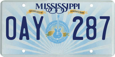 MS license plate OAY287