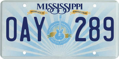 MS license plate OAY289