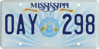 MS license plate OAY298