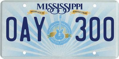 MS license plate OAY300