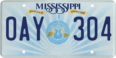 MS license plate OAY304